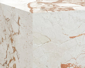 Sunpan LAROS End Table - Stunning Crema Breccia Marble Accent for Modern Living Spaces and Décor Cream 112367