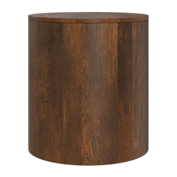 English Elm Millbury Solid Mango Wood Side Table Walnut Finish Farmhouse Accent for Any Room B136P419856