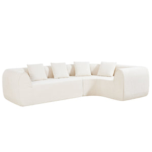 English Elm 110" Curved Modular Sectional Sofa Low Profile Foam Cushions for Contemporary Living White N767P366011W