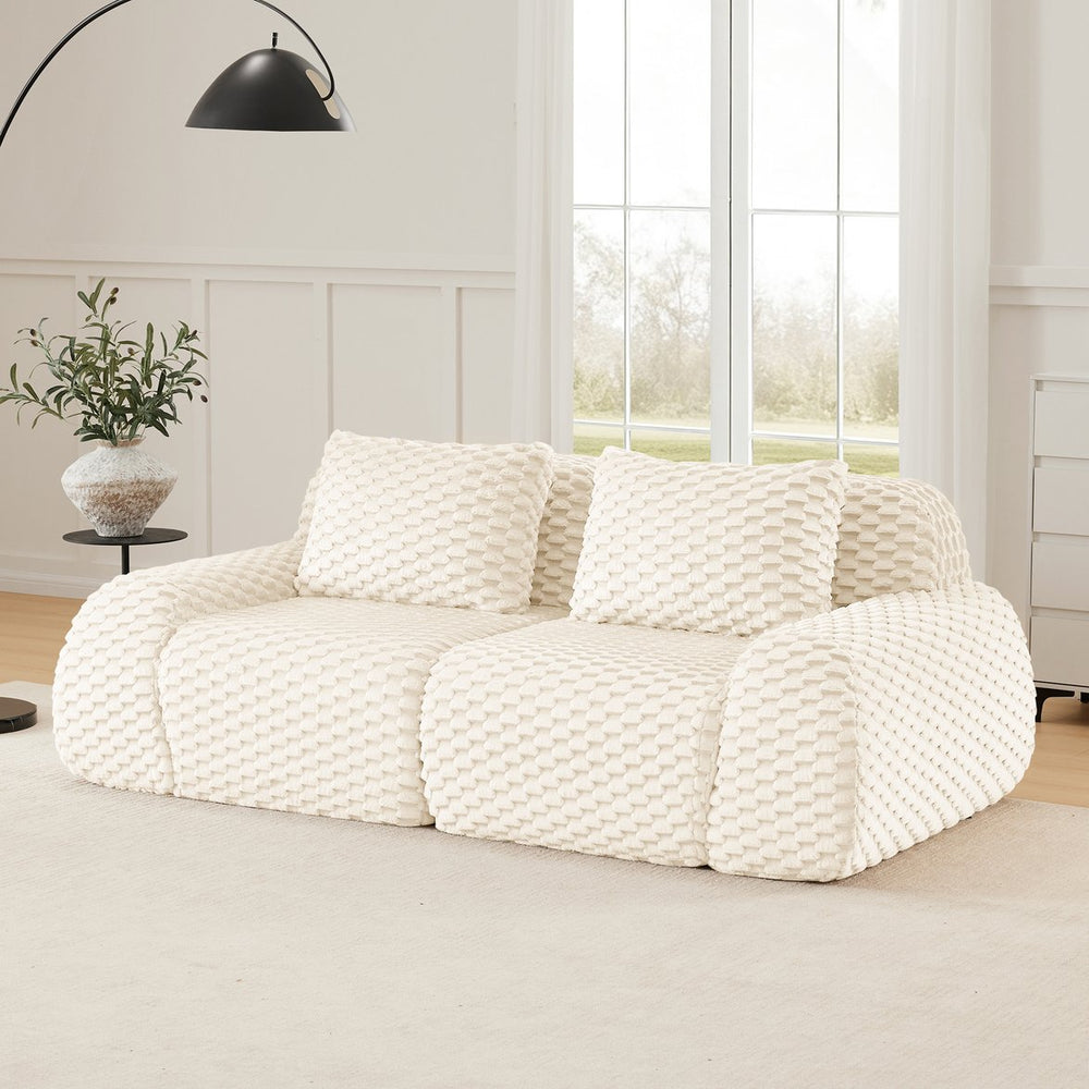 English Elm 82" Modular Sectional Sofa Flannelette Upholstery Deep Seat No Assembly Living Room Cream W714P377086