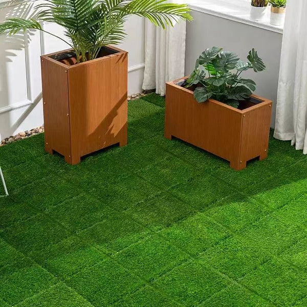 English Elm New Interlocking Polypropylene Patio Floor Tiles 44 Piece Set for Balcony Poolside Use W3022P251833