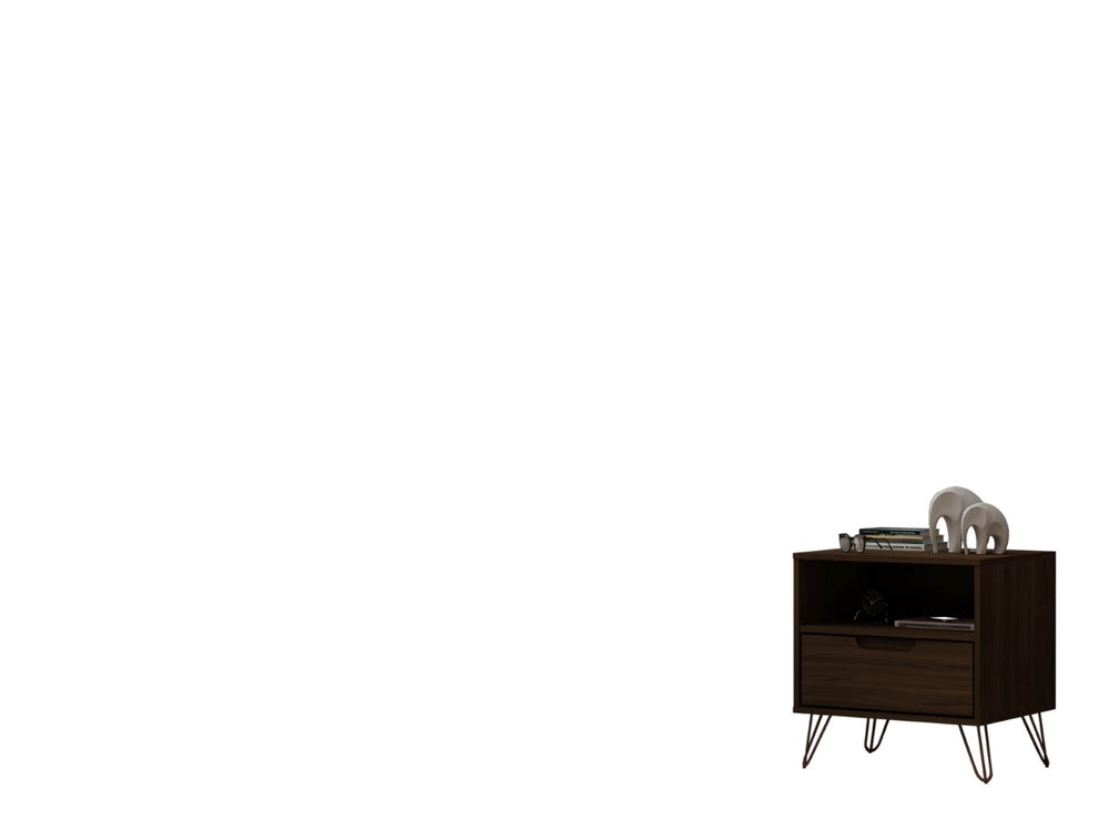 English Elm Rockefeller 20" Nightstand In Chestnut Brown - Modern Compact Design With Drawer & Open Shelf Storage B365P398154-GIGA