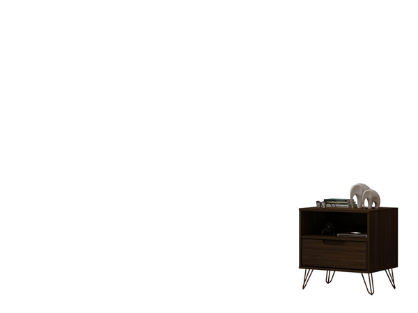 English Elm Rockefeller 20" Nightstand In Chestnut Brown - Modern Compact Design With Drawer & Open Shelf Storage B365P398154-GIGA