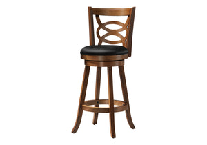 English Elm Bar Stools Set Of 2 - Swivel, Bar Height, Dark Oak Frame & Black Leather Look For Modern Spaces B2710P218859