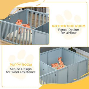 English Elm Pawhut Whelping Box For Dogs - Safe, Spacious Puppy Pen With Ventilation & Removable Doors, Gray W2225P217620-GIGA