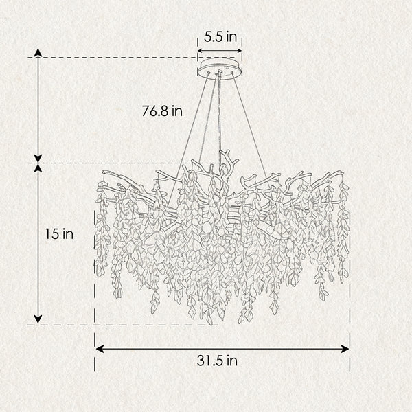 English Elm 10-light Gold Rectangular Chandelier Seeded Glass Globe Fixture for Dining Room W5008P466528