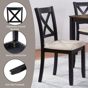 English Elm 6-Piece Timeless Farmhouse Dining Set With Bench, Black & Oak Finish, Comfort For 6 Guests W1998S00083