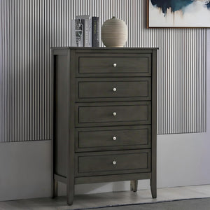 English Elm Daniel Assembled 5-Drawer Chest with English Dovetail Drawers, Metal Hardware & Solid Wood Frame Gray 51 L x 34 W x 18 H B078P400742