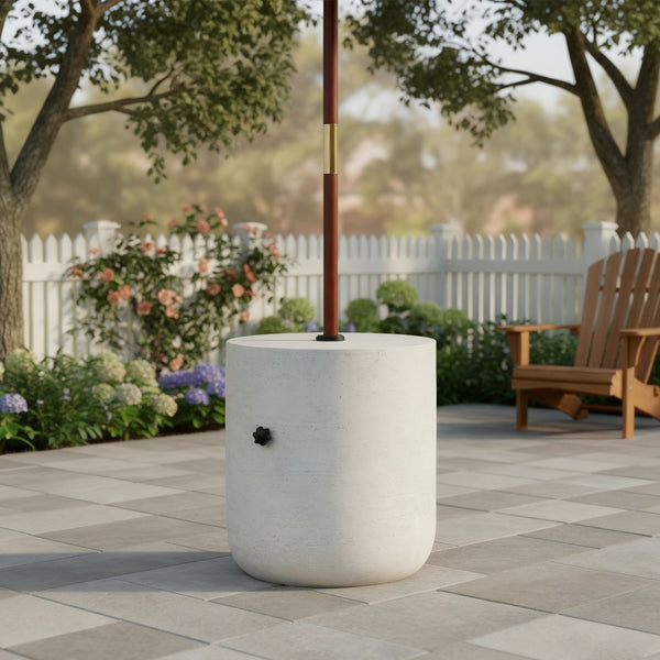 English Elm Olga Outdoor Mgo Umbrella Base with Sand Fill Flat Top Side Table Patio Stand N775P372423W