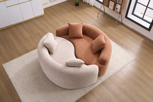 English Elm LY-042 Zen-Inspired S-Curved Dual-Depth Loveseat with Chenille Upholstery, Ready-to-Use Comfort Beige W2231P329716
