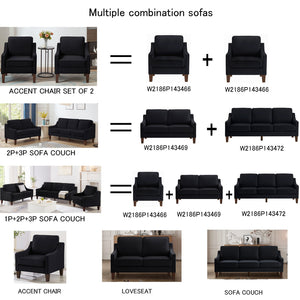 English Elm Modern Velvet Two Seat Sofa with Sculpted Arms and Wood Legs for Bedroom or Living Room W2186P143469