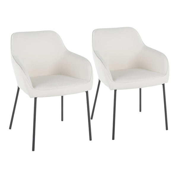English Elm Daniella Contemporary Dining Chairs Set Of 2 - Stylish Black Metal & Cream Fabric For Modern Spaces B202P223489