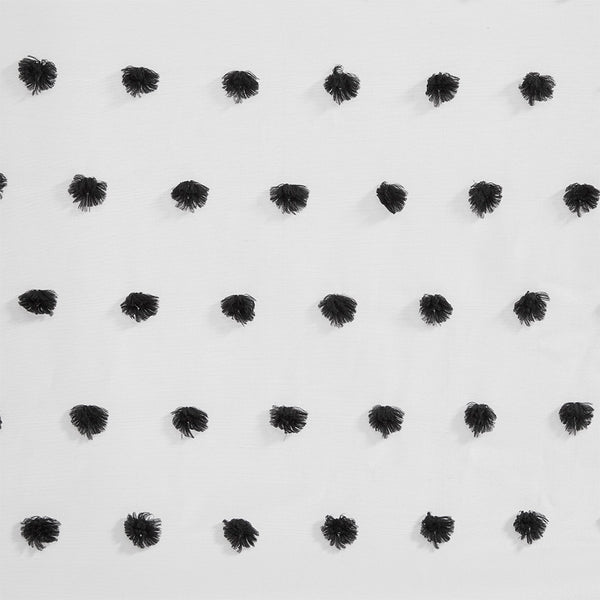 JLA Home Intelligent Design - Pom Pom Sheer Curtain Panel with Clipped Pom-Pom Polka-Dot Texture, Light-Filtering Rod-Pocket Elegance 63 L x 50 W x 0.13H ID40-1797