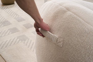 English Elm Foam Memory Foam Bean Bag Chair with Plush Chenille Cover, Large 42" Round Comfortable Lounger White W2915P283421