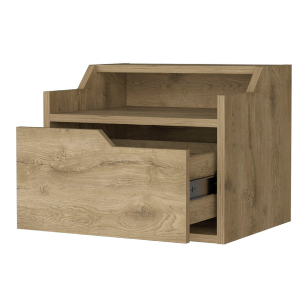English Elm Florence Floating Nightstand Wall-Mounted with Drawer & Dual Shelves | Sleek Modern Storage, 15.7” W B128P148915