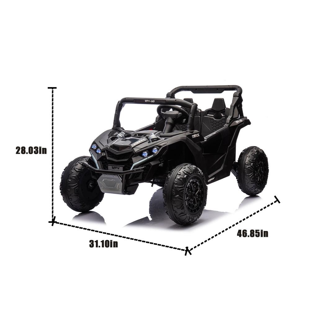 English Elm 24v Two Seat Kids Electric Utv with Parental Remote Suspension Off Road Ride On Black W1578P184797