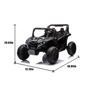 English Elm 24v Two Seat Kids Electric Utv with Parental Remote Suspension Off Road Ride On Black W1578P184797