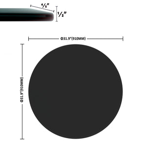 English Elm 36" Round Tempered Glass Table Top - Elegant Black Surface, Beveled Edge, Durable & Easy To Clean W241P248361