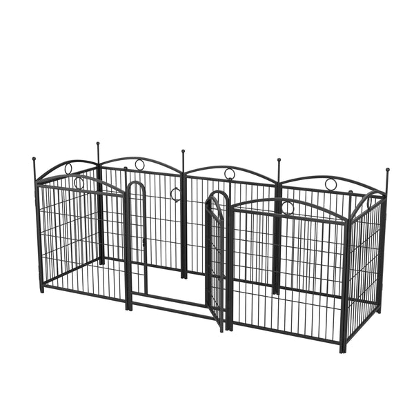 English Elm Dog Playpen 8 Panel Heavy Duty Iron Pet Fence Foldable Indoor Outdoor Exercise Pen Black W368P234000