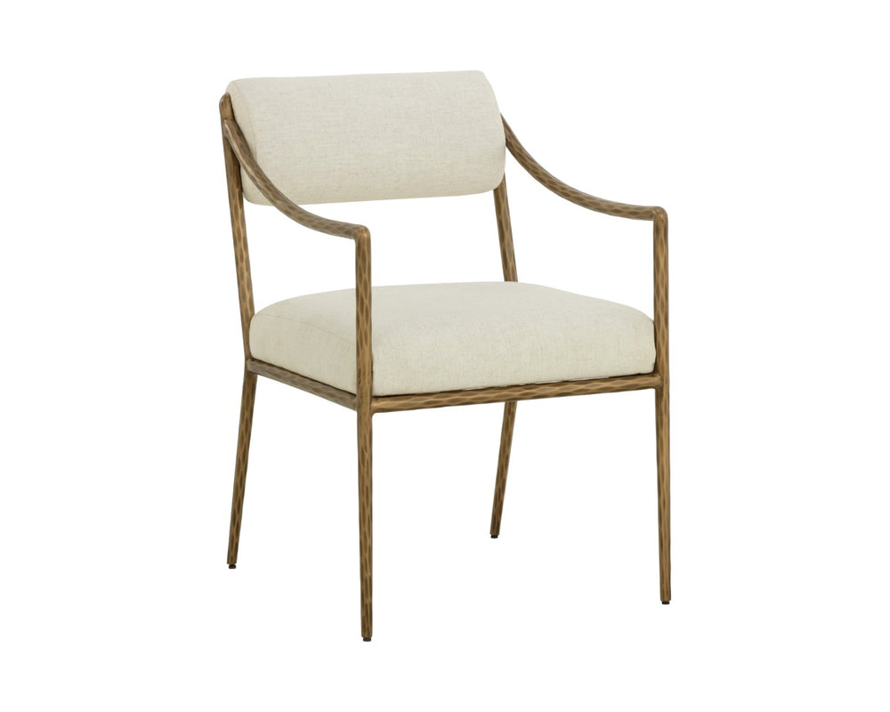Sunpan LETICIA Dining Armchair - Timeless Geralt Linen Upholstery with Stylish Metal Frame & Comfort Design 112313