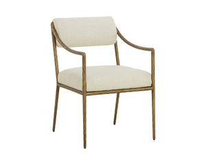 Sunpan LETICIA Dining Armchair - Timeless Geralt Linen Upholstery with Stylish Metal Frame & Comfort Design 112313