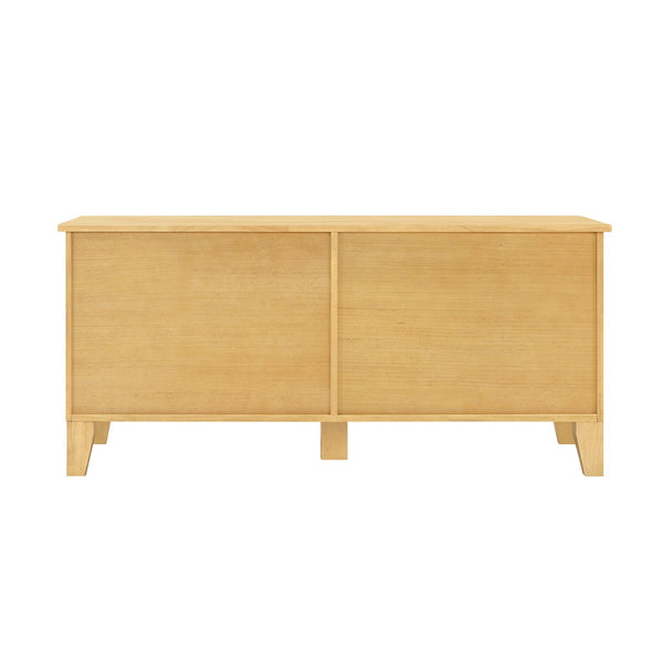 English Elm Lars Rubberwood Rattan Dog Crate Cabinet Stylish Pet Kennel for Living Room Natural N775P397560N