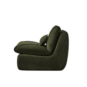 English Elm Compressed Lounge Chair with Ottoman - Space-Saving Chenille Upholstered Sofa, High-Density Foam Comfort Green W1036P251828