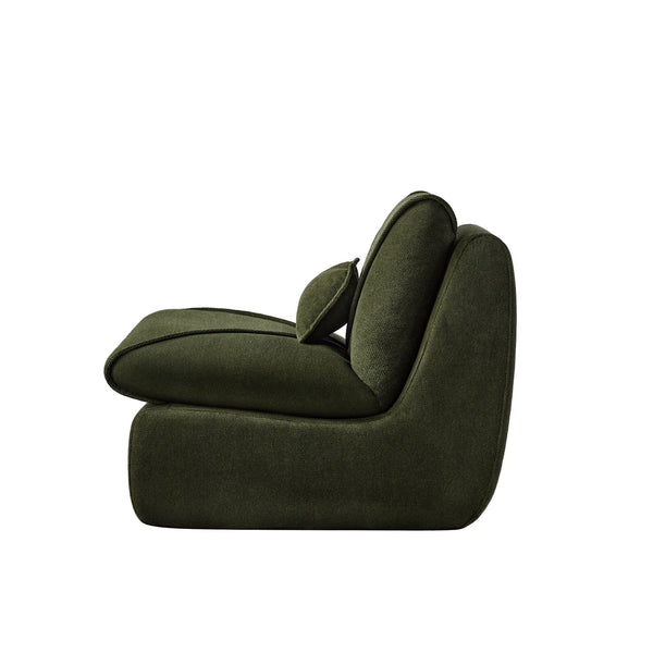 English Elm Compressed Lounge Chair with Ottoman - Space-Saving Chenille Upholstered Sofa, High-Density Foam Comfort Green W1036P251828