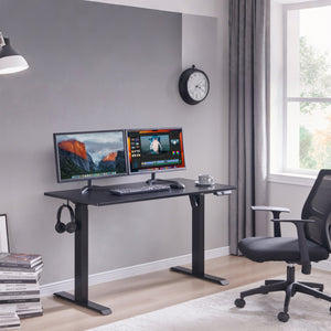 English Elm Electric Sit Stand Desk with Seamless One Piece Top and Industrial Steel Frame W1769P345624