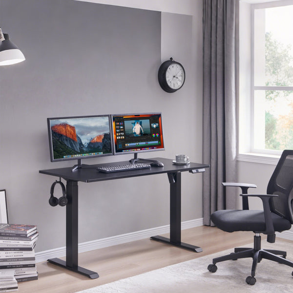 English Elm Electric Sit Stand Desk with Seamless One Piece Top and Industrial Steel Frame W1769P345624