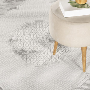 English Elm Geometrix Contemporary Gray Area Rug 7'10"X10'6" - Durable, Stylish, Pet-Friendly Geometric Design B186P316816