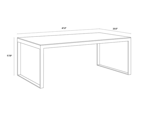 Sunpan Evert Modern Marble Coffee Table with Antique Brass Frame - Elegant Home Accent for Any Room High - 47W x 23.5D x 17.75H