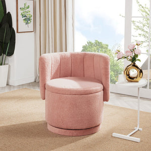 English Elm 360 Swivel Bouclé Sofa Chair with Hidden Storage Compartment, Ergonomic Plush Cushioning for Cozy Living Spaces Pink 28.75 L x 28 W x 20.5 H W1716P196479