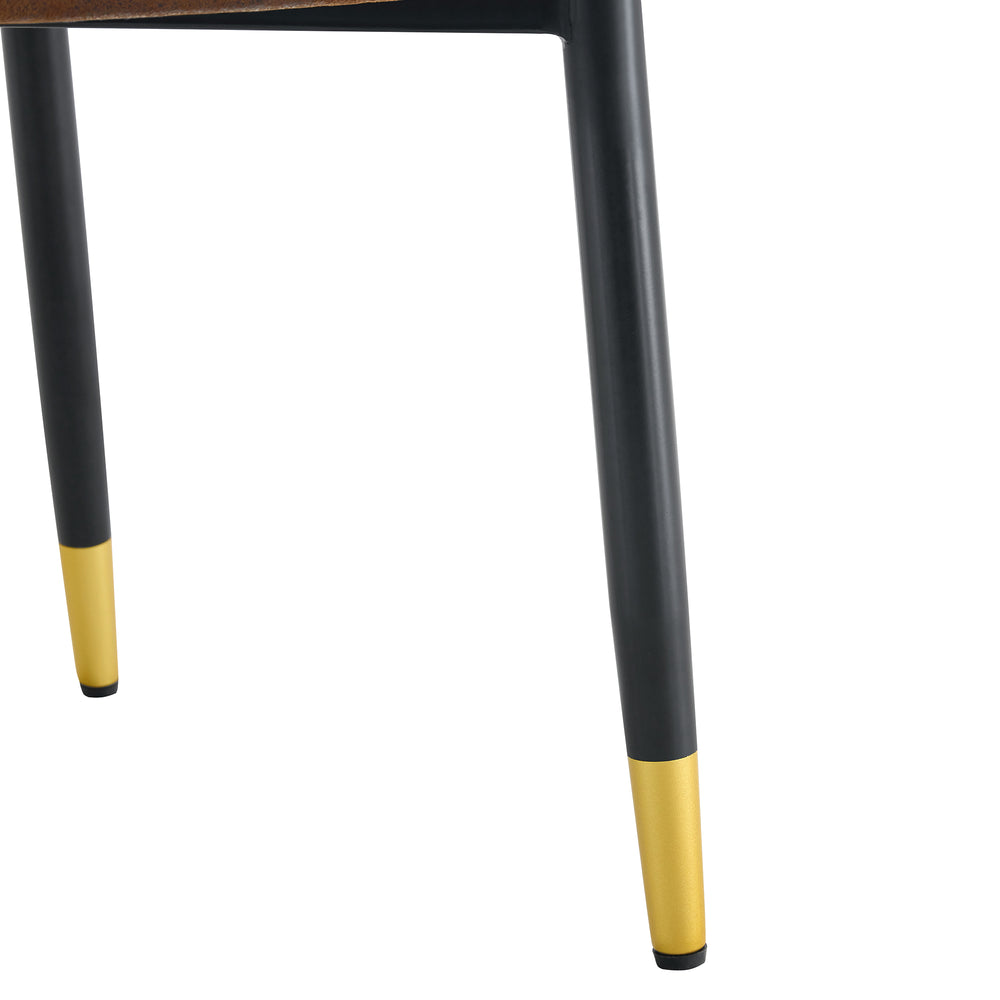 English Elm Brown Suede-like Velvet Dining Chairs Set of 8 with Black Metal Legs, Vertical Stripe, Gold Accent Finish W1151S03047