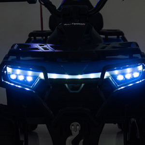 English Elm 24v Kids Electric Ride-on Atv with Dual Motors Bluetooth Led Lights and Flag Poles Blue W1578P305894