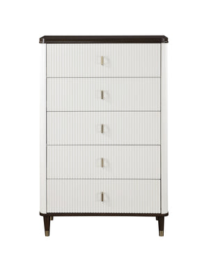 English Elm Carena Elegant White and Walnut Finish Dresser with Felt-Lined Jewelry Tray and Spacious Drawers White+Walnut 38.63 L x 21.38 W x 51.5 H B2726P247223