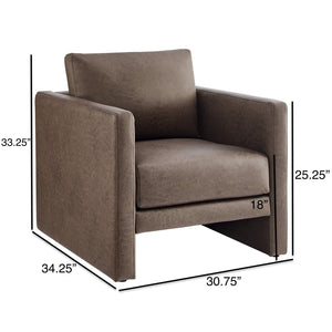 English Elm Tulo Faux Leather Arm Chair in Espresso — Tuxedo Arms, Coil Spring Comfort, Removable Cushions, 24"L B050P390594