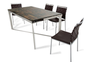VIG Furniture Santiago Reclaimed Wood Mosaic Dining Table With 10Mm Tempered Glass Top & Polished X-Base, Seats 6 VGEWF2193AB
