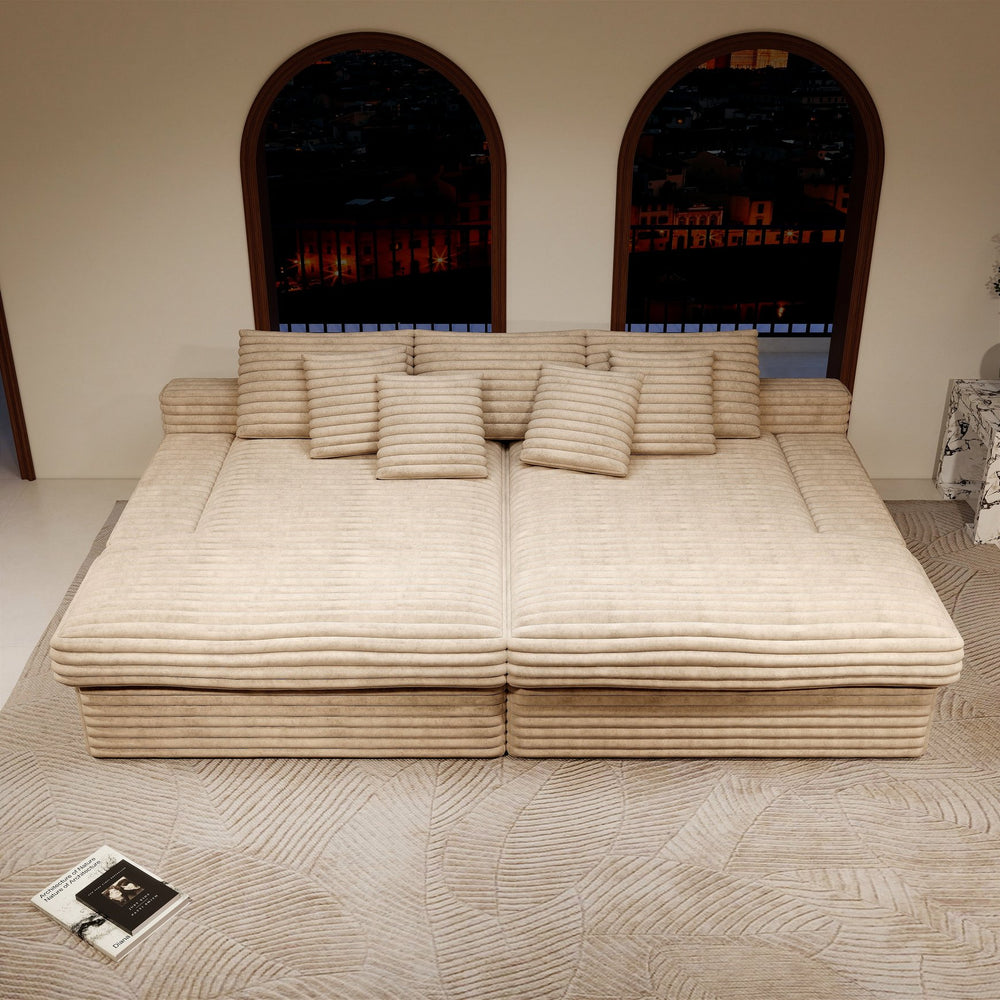 English Elm 118.1*66.9"Modular Sectional Sofa - Plush Corduroy, Fully Assembled, Reversible Chaise For Versatile Comfort W3819S00069