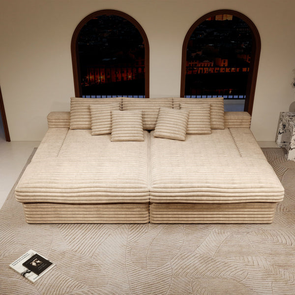 English Elm 118.1*66.9"Modular Sectional Sofa - Plush Corduroy, Fully Assembled, Reversible Chaise For Versatile Comfort W3819S00069