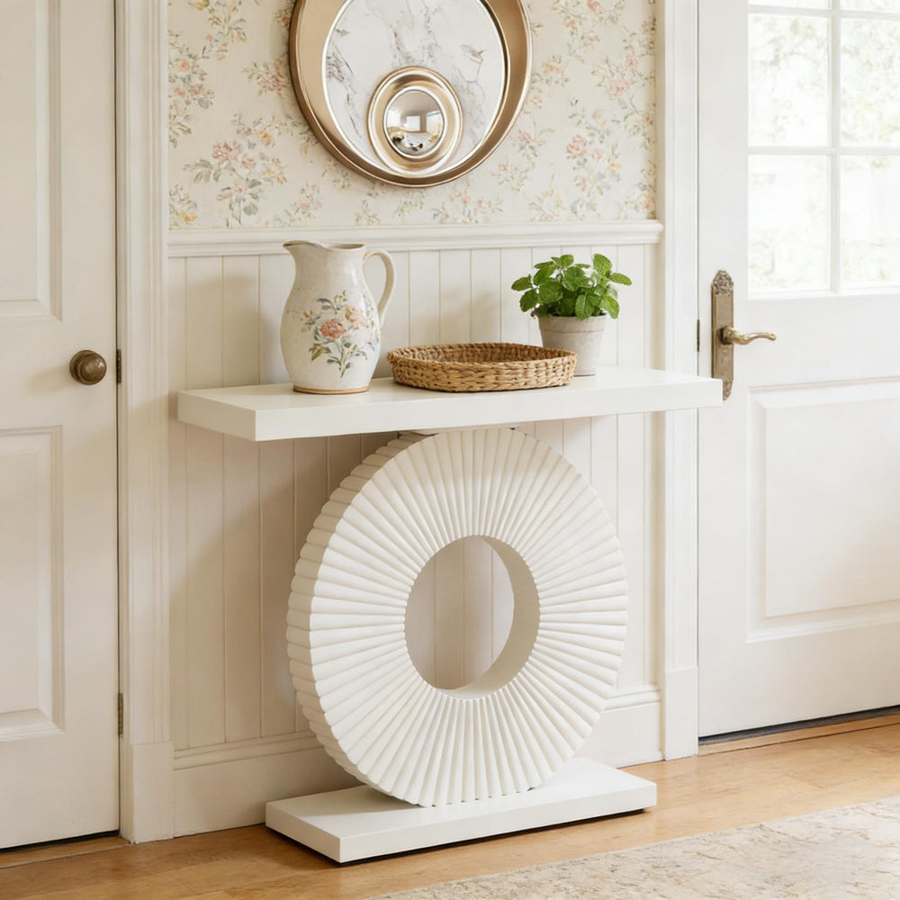 English Elm Hall Console Table Faux Marble Top Gold Geometric Base Modern Entryway Accent T3971P450520