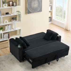 English Elm 80 Inch Black Corduroy Sofa Bed – Versatile, Comfortable, And Stylish For Living Room & Apartment Use W1658P269824