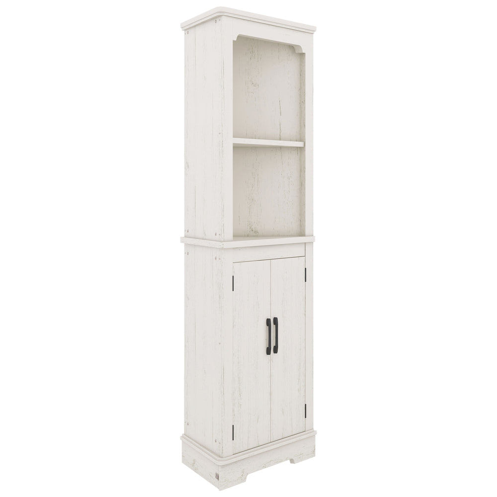 English Elm Tall Corner Cabinet Wood Grain Beige - Tall 69.3" Storage Tower with Doors, Shelves & Space-Saving Design W1580P257486