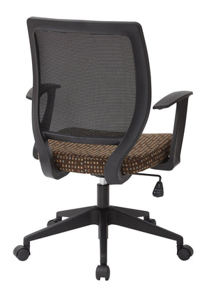 OSP Home Furnishings Screen Back Mesh Task Chair with Lumbar Support and T Arms for Home Office Use Cocoa EM51022N-K104