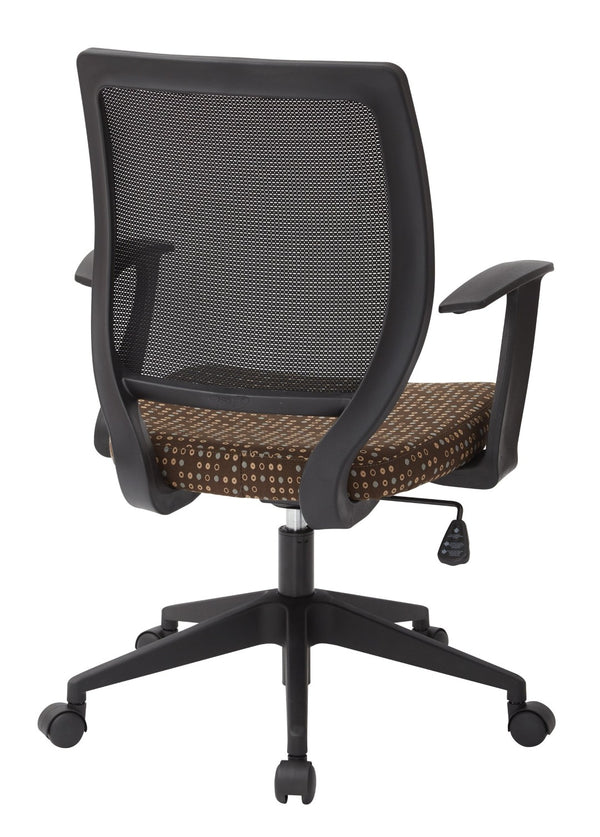 OSP Home Furnishings Screen Back Mesh Task Chair with Lumbar Support and T Arms for Home Office Use Cocoa EM51022N-K104