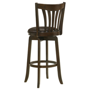English Elm Decker Dark Cherry Swivel Bar Stool with Faux Leather Seat, 360° Rotation, Elegant Slat Back Finish B062P299929