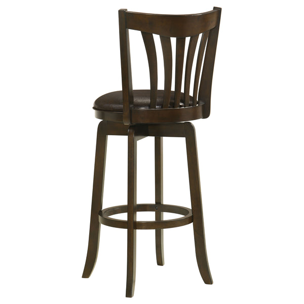 English Elm Decker Dark Cherry Swivel Bar Stool with Faux Leather Seat, 360° Rotation, Elegant Slat Back Finish B062P299929