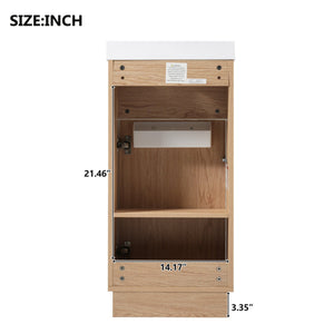 English Elm 15.75" Rustic Bathroom Vanity with Reversible Resin Sink, Soft-Close Door, Adjustable Shelf, Compact Elegance N729P285513N