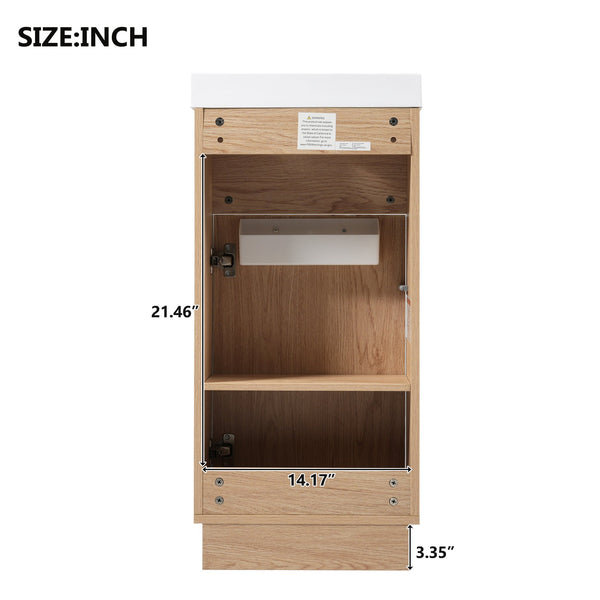 English Elm 15.75" Rustic Bathroom Vanity with Reversible Resin Sink, Soft-Close Door, Adjustable Shelf, Compact Elegance N729P285513N