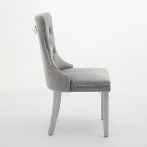 English Elm A&a Furniture Nikki Velvet Wingback Dining Chair Set with Nailhead Trim Solid Wood W1143P179490